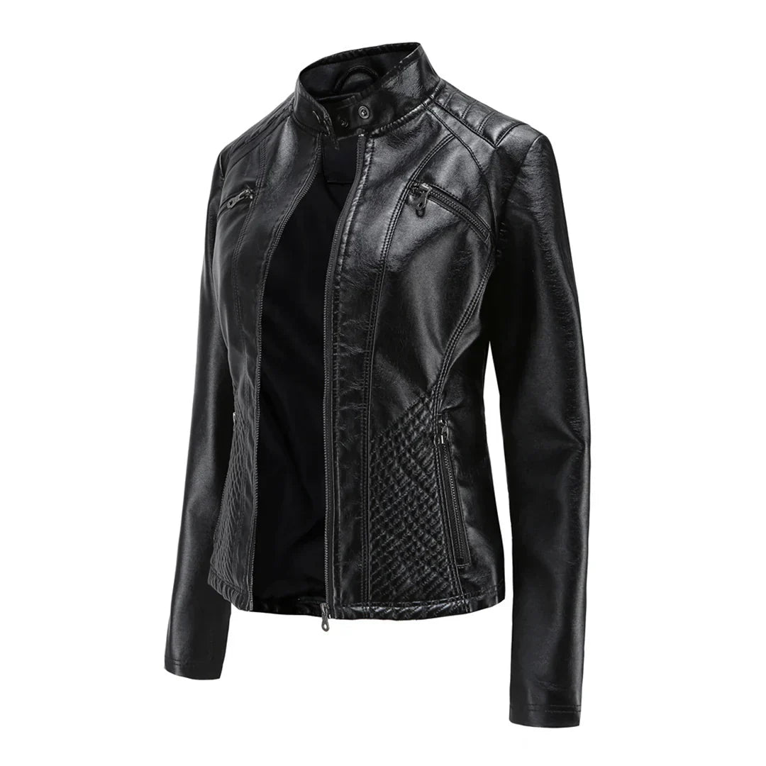 Drune | Damenjacke Kunstleder Klassisches Bikerdesign