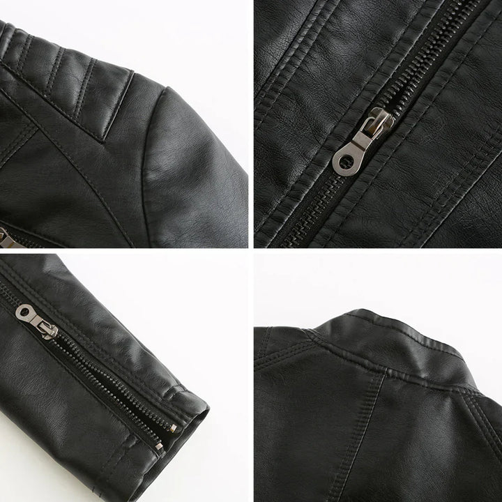 Drune | Damenjacke Kunstleder Klassisches Bikerdesign