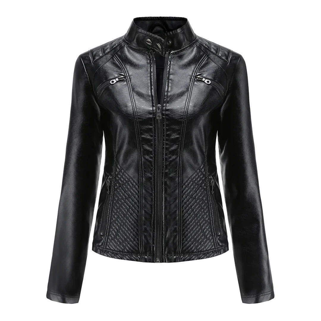 Drune | Damenjacke Kunstleder Klassisches Bikerdesign