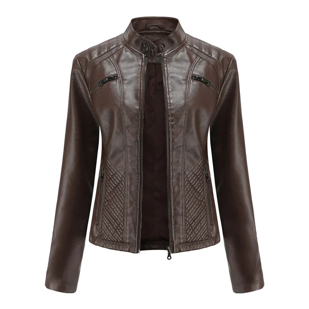 Drune | Damenjacke Kunstleder Klassisches Bikerdesign