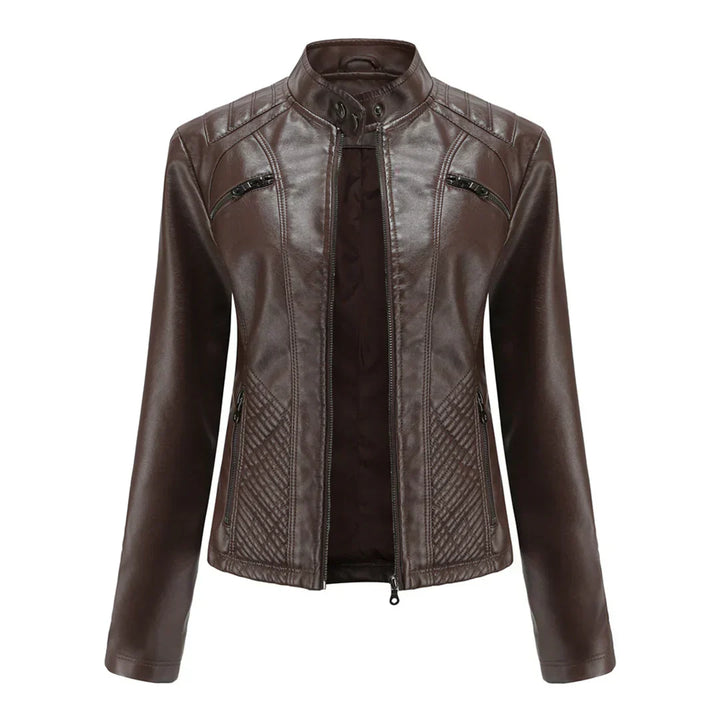 Drune | Damenjacke Kunstleder Klassisches Bikerdesign
