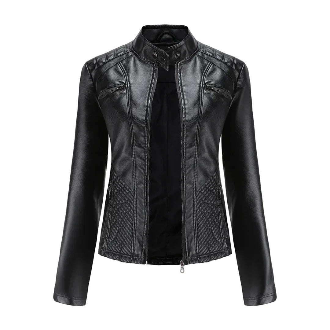 Drune | Damenjacke Kunstleder Klassisches Bikerdesign