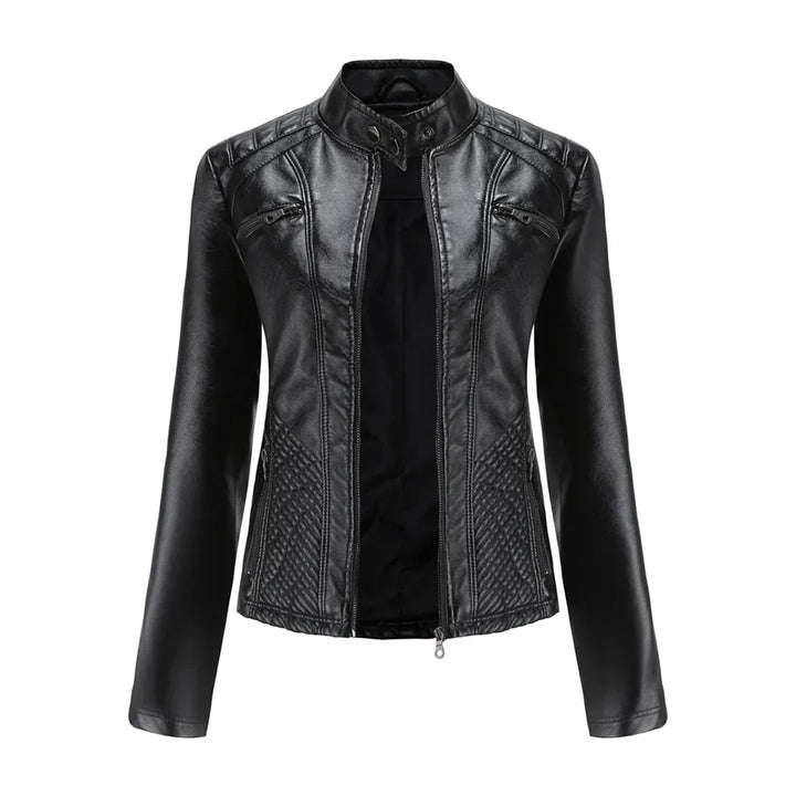 Drune | Damenjacke Kunstleder Klassisches Bikerdesign