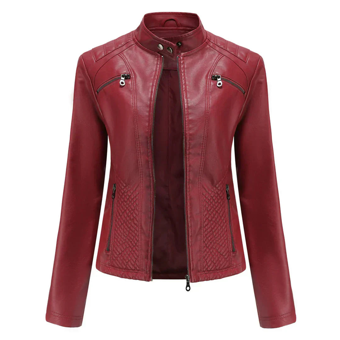 Drune | Damenjacke Kunstleder Klassisches Bikerdesign