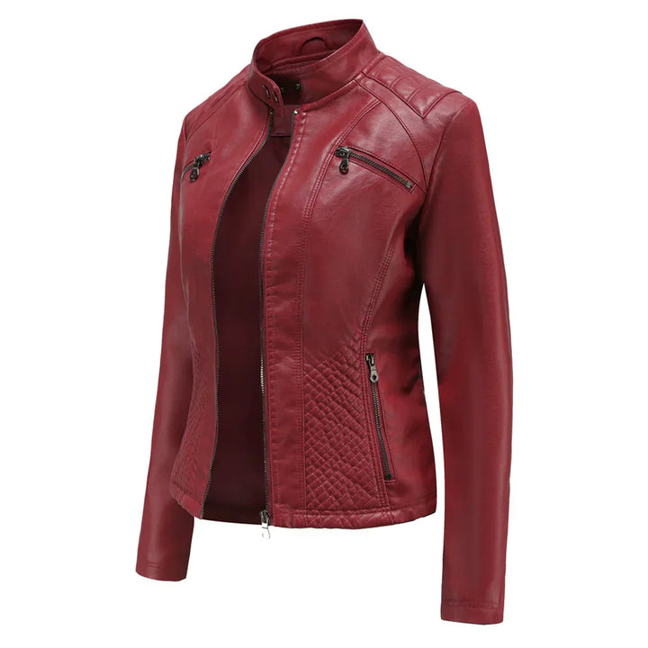 Drune | Damenjacke Kunstleder Klassisches Bikerdesign