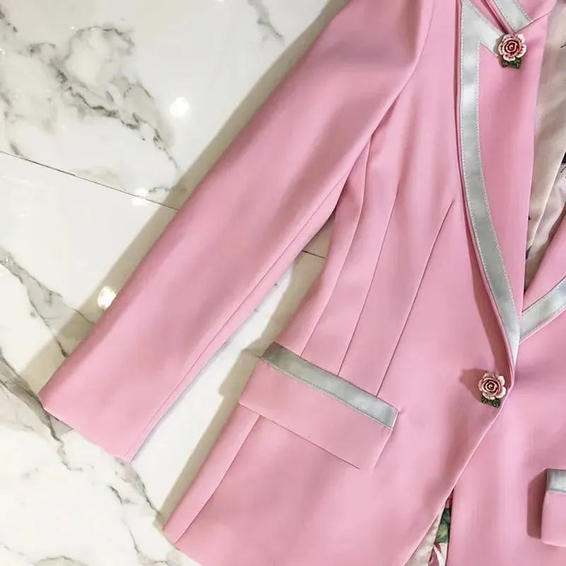 Drune | Eleganter Pink Blazer für Frauen - Lässig - Einfarbig