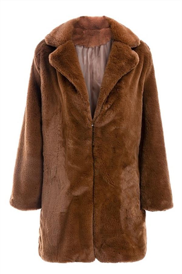 Drune | Shaggy Kunstfell Teddy Mantel Braun