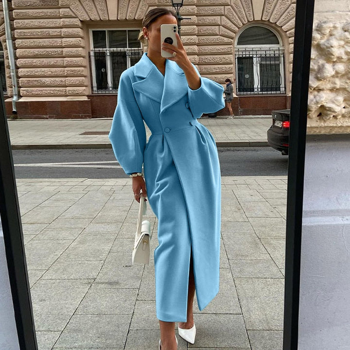 Drune | Eleganter Damen-Doppelreiher-Wollmantel - Lange Ärmel - Warm & Stilvoll