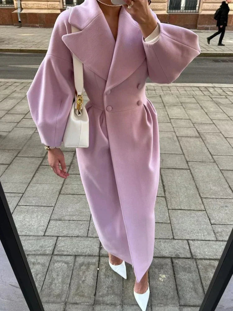 Drune | Eleganter Damen-Doppelreiher-Wollmantel - Lange Ärmel - Warm & Stilvoll
