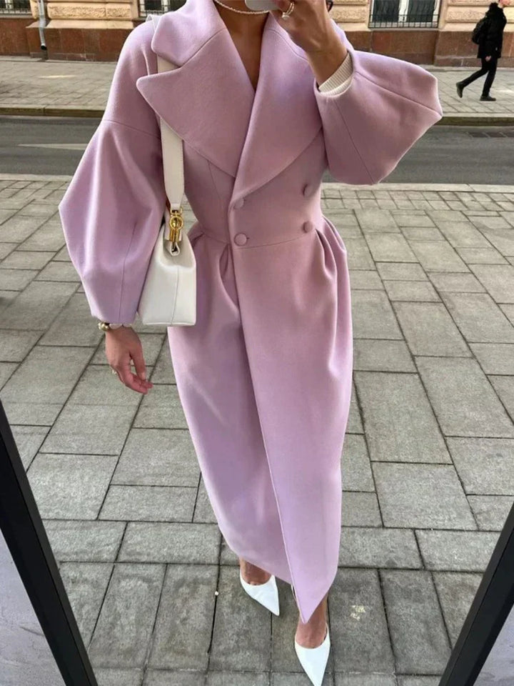 Drune | Eleganter Damen-Doppelreiher-Wollmantel - Lange Ärmel - Warm & Stilvoll