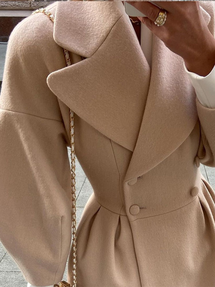 Drune | Eleganter Damen-Doppelreiher-Wollmantel - Lange Ärmel - Warm & Stilvoll