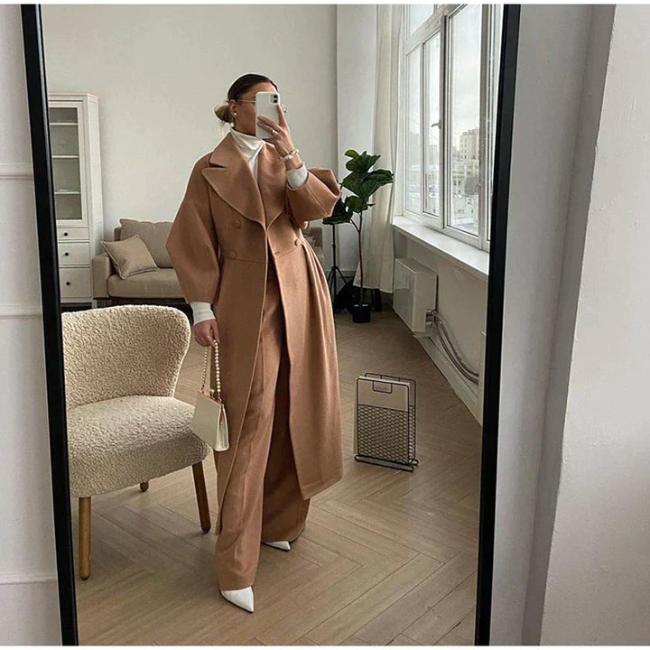 Drune | Eleganter Damen-Doppelreiher-Wollmantel - Lange Ärmel - Warm & Stilvoll