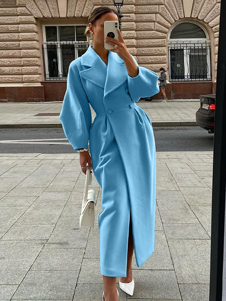 Drune | Eleganter Damen-Doppelreiher-Wollmantel - Lange Ärmel - Warm & Stilvoll