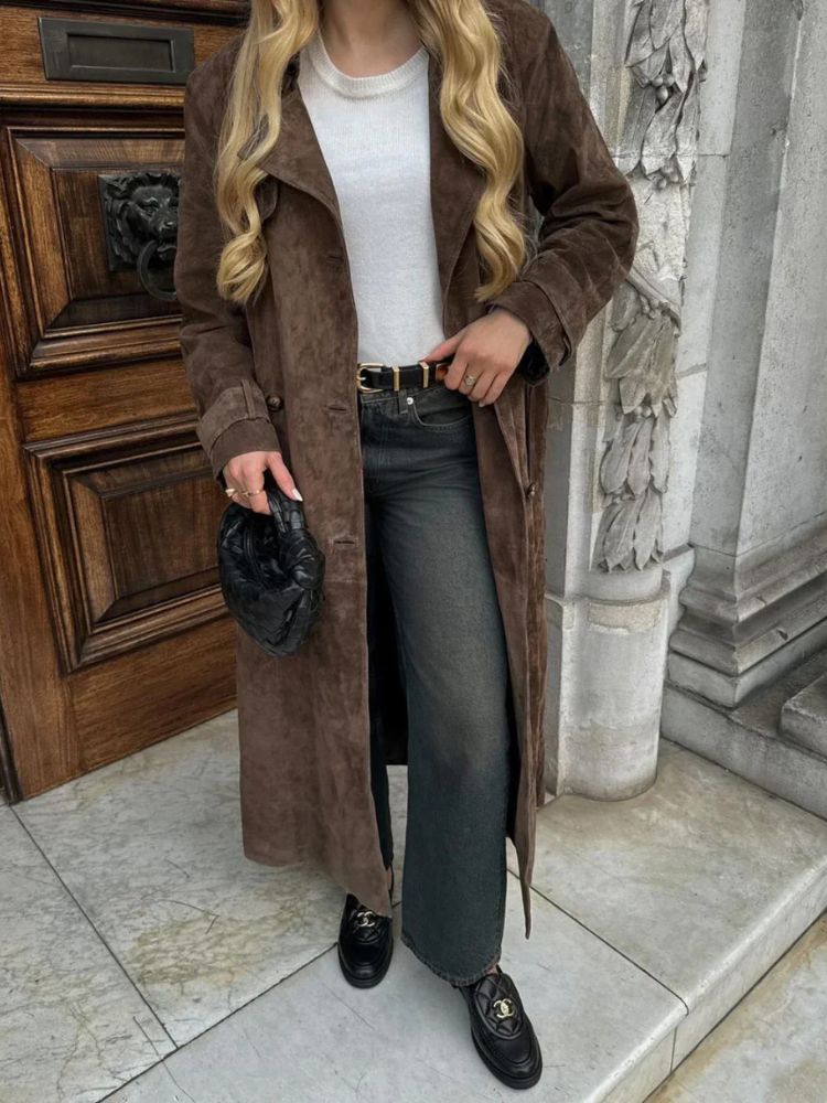 Drune | Eleganter Lange Wildledermantel