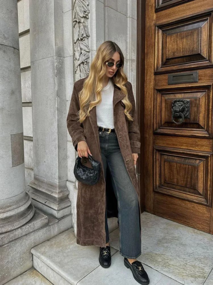 Drune | Eleganter Lange Wildledermantel