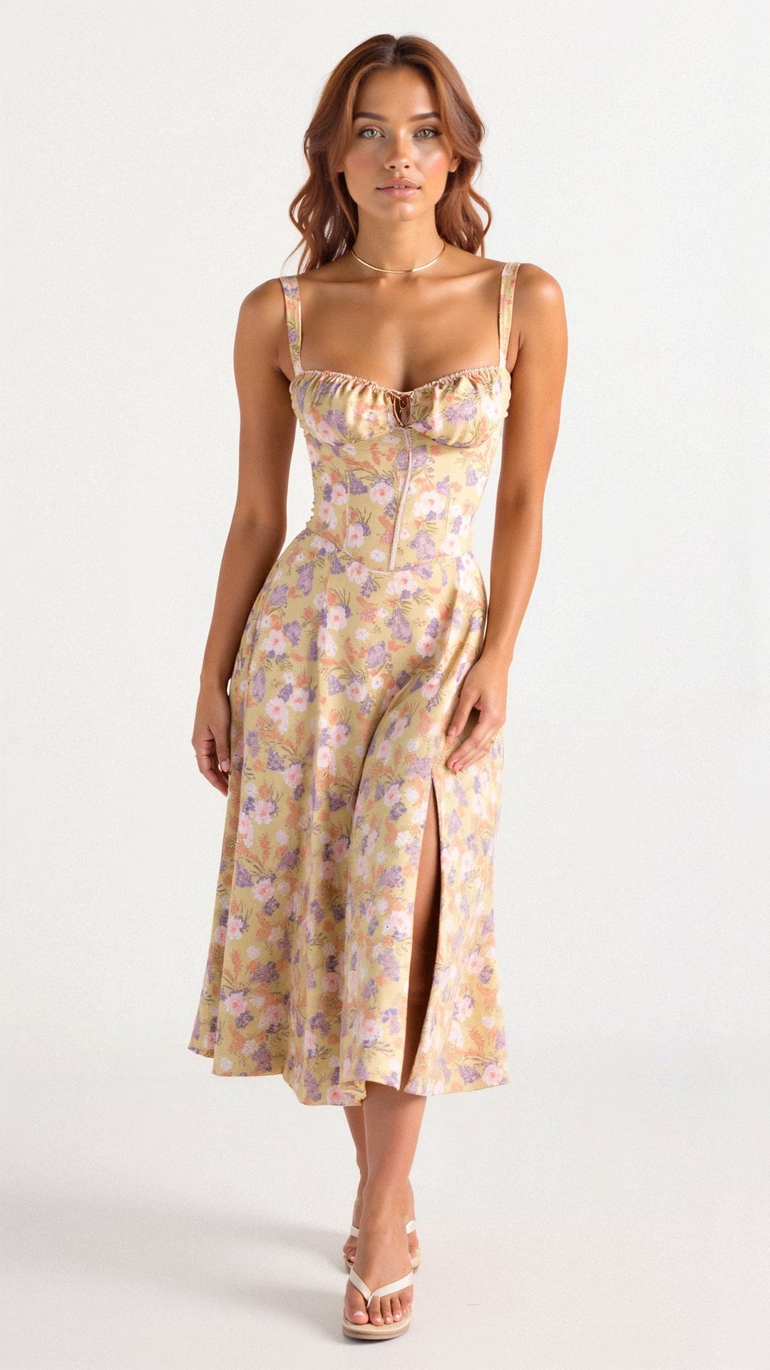 Drune | Sommerliches Midi Kleid Mit Trägern & Schlitz Luftig, Elegant & Perfekt Für Warme Tage