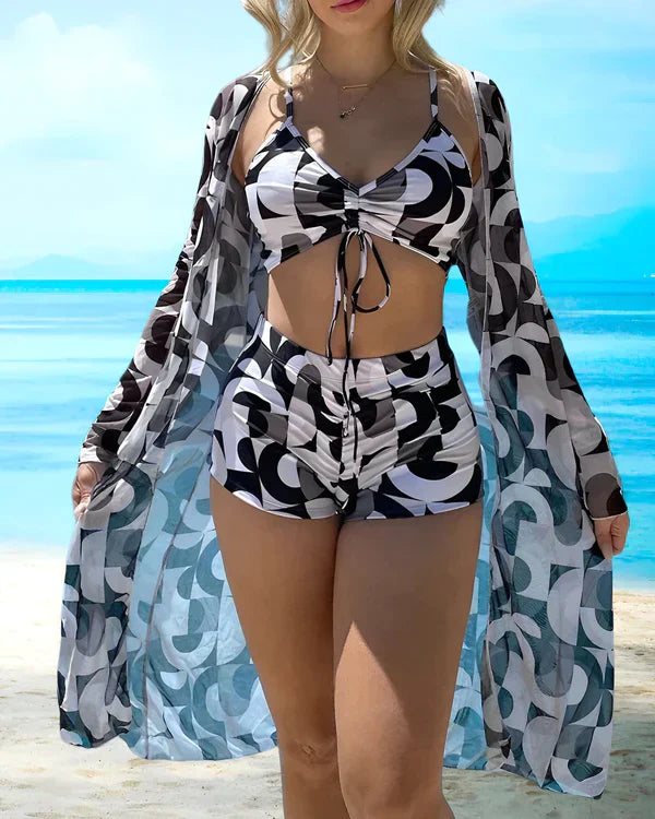 Drune - 3-teiliges Bikini-Set mit floralem Muster