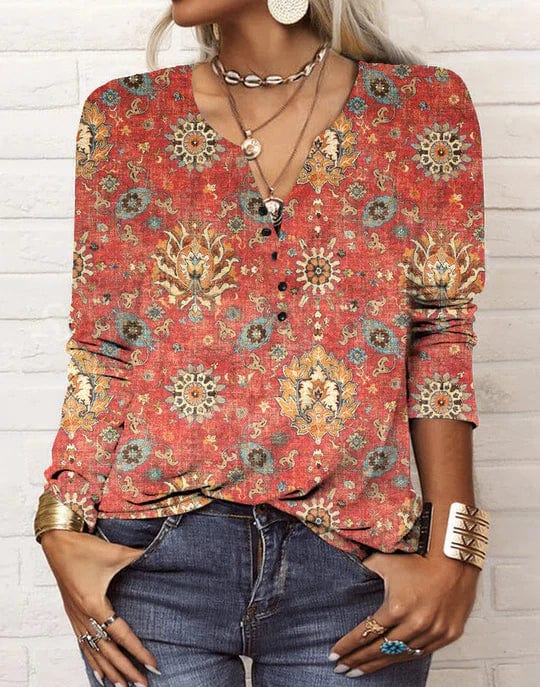 Drune | Bedruckte Bluse Im Ethno-Stil