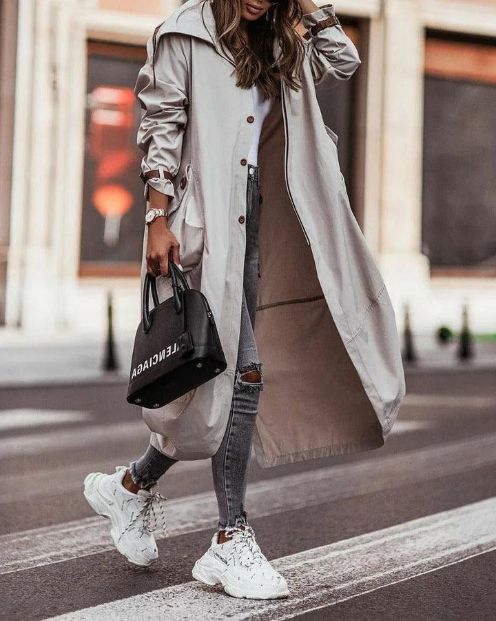 Drune | Kapuzen-Trenchcoat - Leicht und Wasserabweisend - Längeres Design - Lässiger Street Style