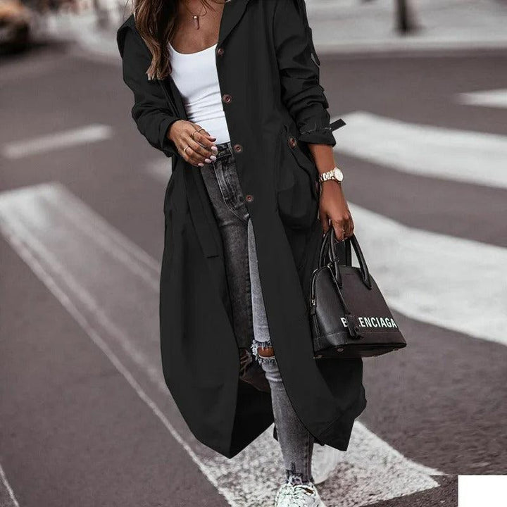 Drune | Kapuzen-Trenchcoat - Leicht und Wasserabweisend - Längeres Design - Lässiger Street Style