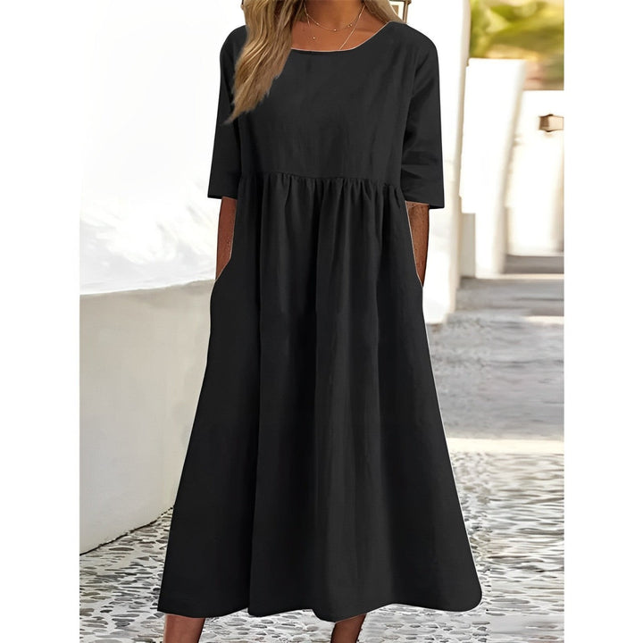 Drune | Atmungsaktives Baumwoll Leinen Midi Kleid