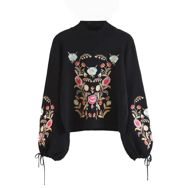 Drune | Gestickter Blumenpullover
