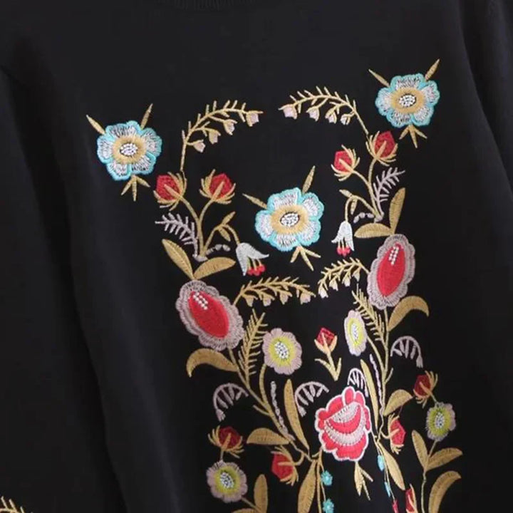 Drune | Gestickter Blumenpullover