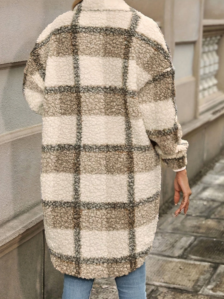 Drune | Karierter Knopfjacke mit fuzzy Muster