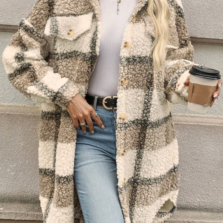 Drune | Karierter Knopfjacke mit fuzzy Muster