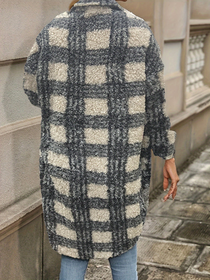Drune | Karierter Knopfjacke mit fuzzy Muster