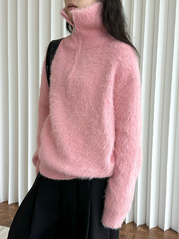 Drune | Flauschiger Pullover mit Reißverschluss