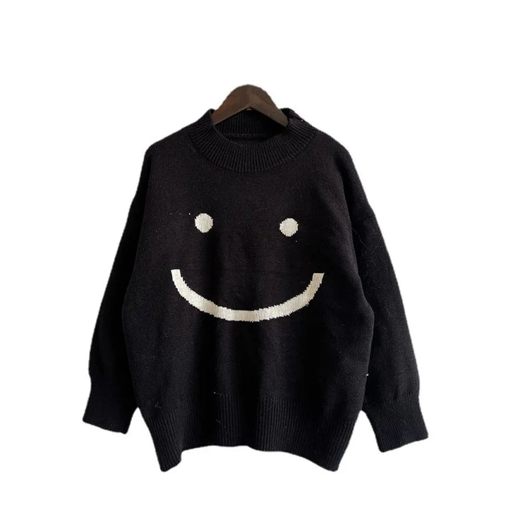 Drune |  Herbst Niedliches Smiley-Muster Langarmshirt