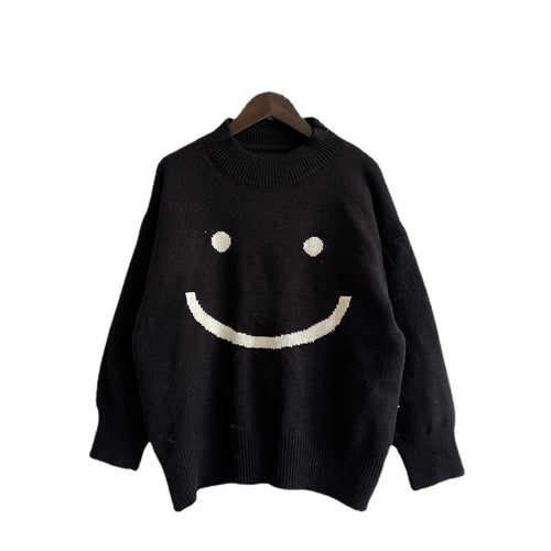Drune |  Herbst Niedliches Smiley-Muster Langarmshirt