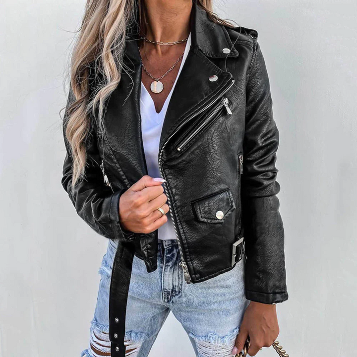 Drune | Stylische gefütterte Lederjacke mit Reißverschluss