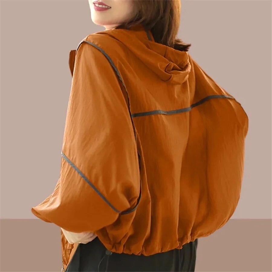 Drune | Luftige Damen Sommer Hoodie Jacke mit Oversized Passform