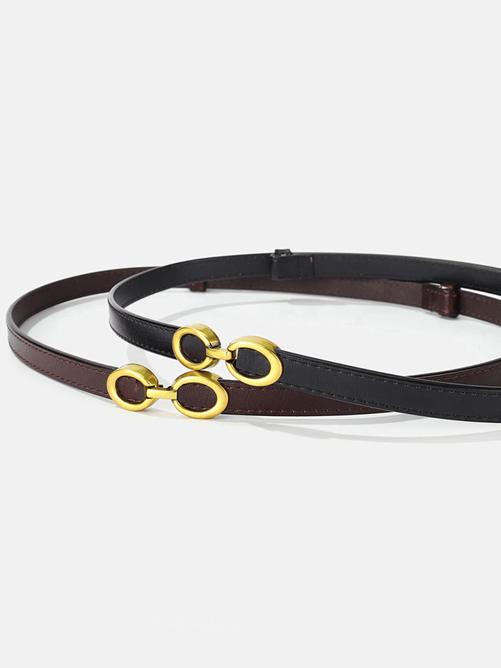 Drune | Elegante Damen Gürtel Schmaler Leder Gürtel Mit Ringverschluss