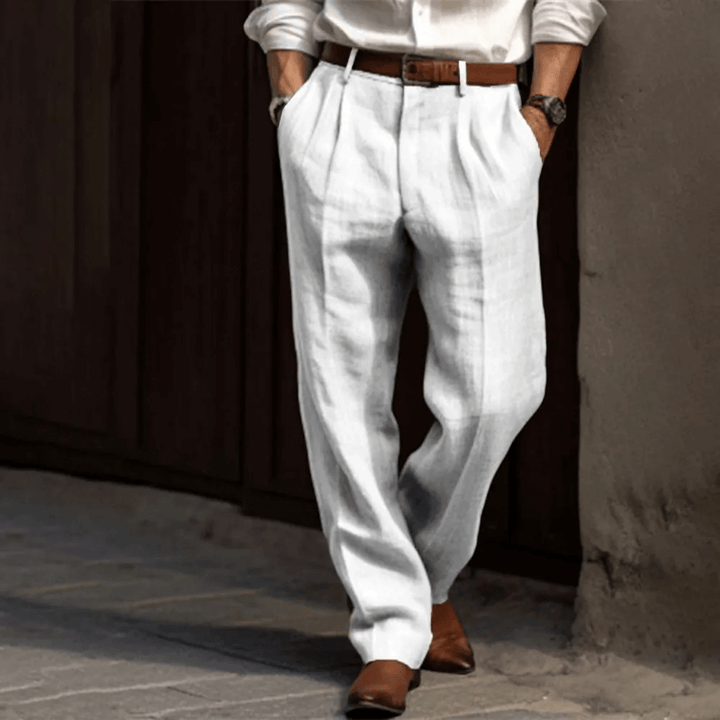 Herren Retro Leinenhose Im Weit Geschnittenen Stil