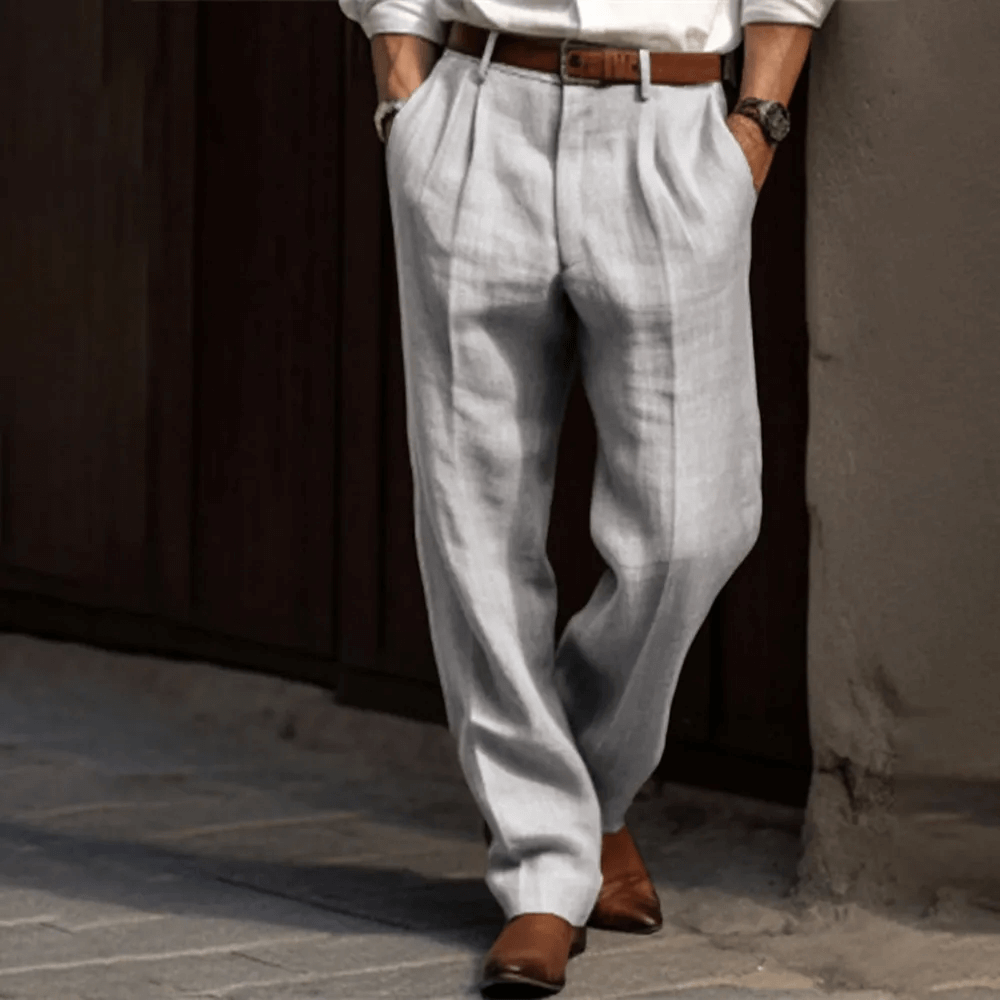 Herren Retro Leinenhose Im Weit Geschnittenen Stil