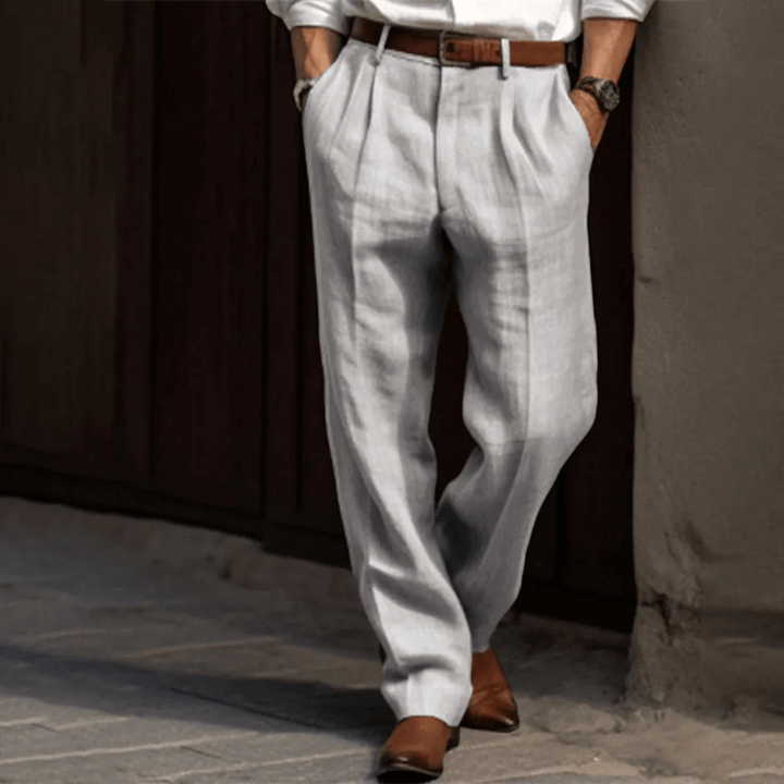 Herren Retro Leinenhose Im Weit Geschnittenen Stil