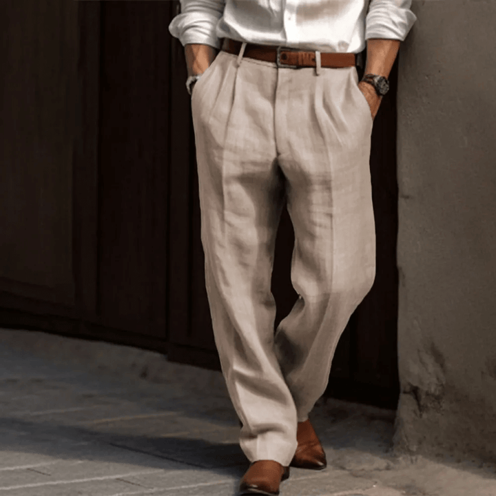 Herren Retro Leinenhose Im Weit Geschnittenen Stil