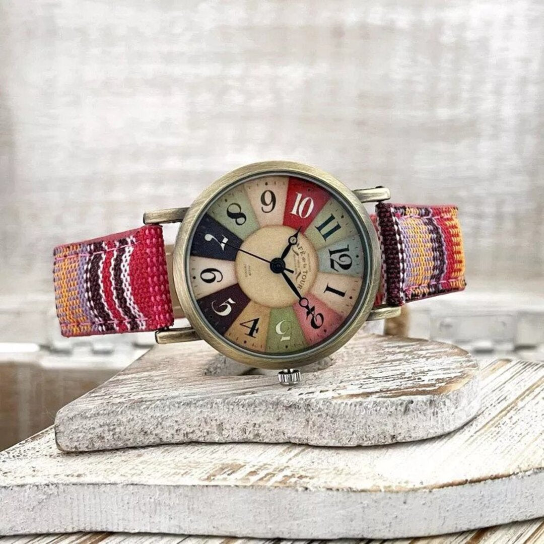 Drune | Mehrfarbige Regenbogen Muster Uhr