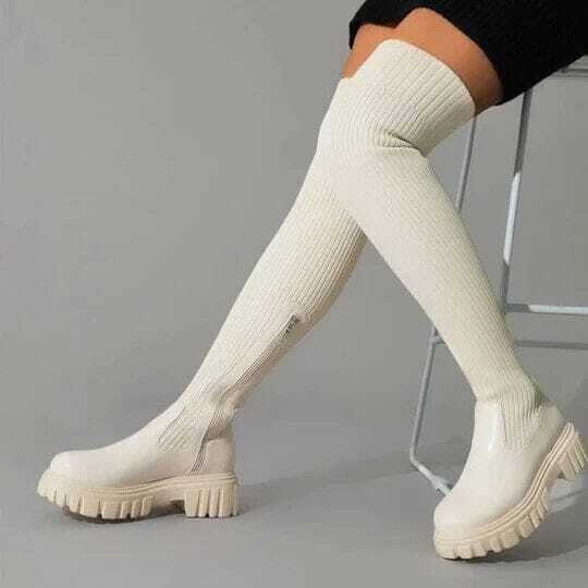Drune - Kniehoher Stretch-Stiefel