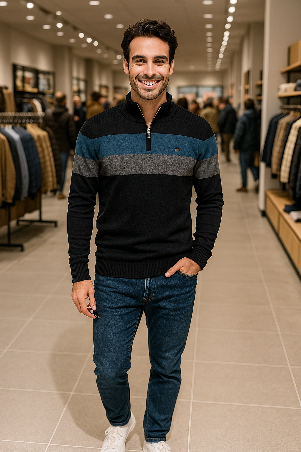 Drune | Warmer Strickpullover mit Reißverschluss für den Winter