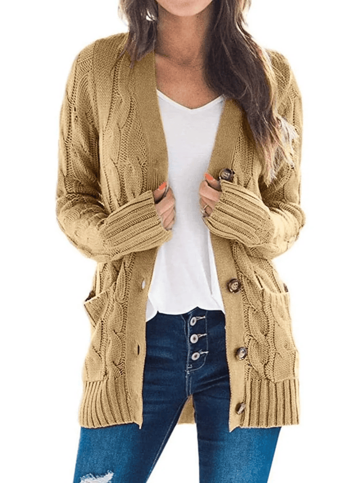 Drune | Offener Strickcardigan mit Zopfmuster