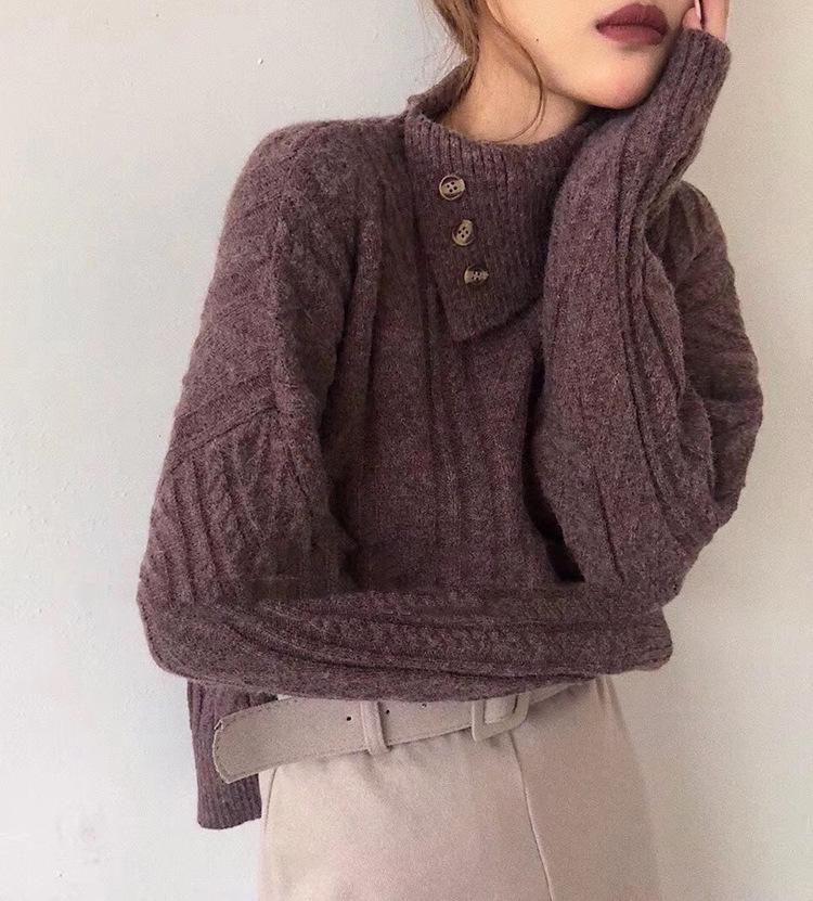 Drune | Strickpullover mit Asymmetrischem Kragen Weich und Elegant Zeitloses Design
