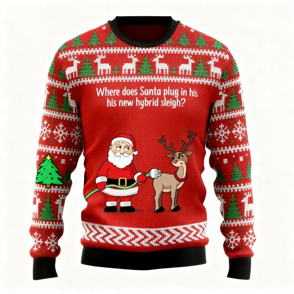 Drune | Santa & Rentier Print Hässlicher Weihnachtspullover Geschenk - Beste Lustige Feiertagsgeschenk