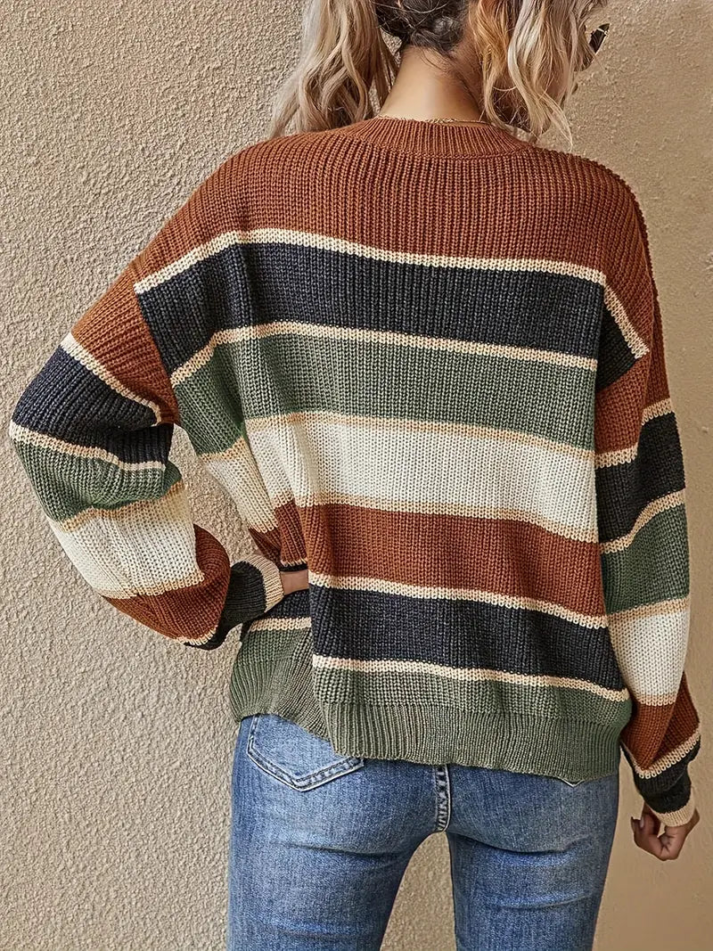 Drune | Farbblock Rundhals Pullover Mit Klassischem Design
