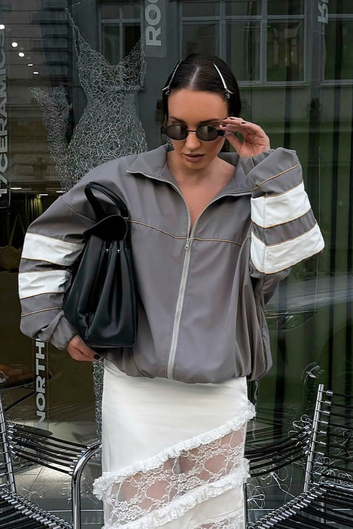 Drune | Stehkragen Farbblockjacke