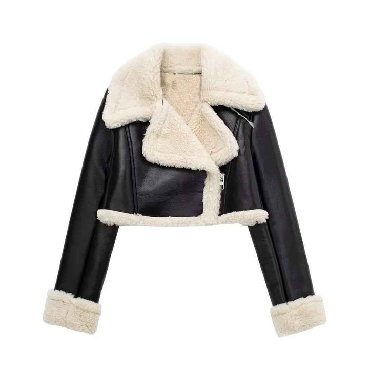 Drune | Damen kurze Jacke mit warmem Teddyfutter