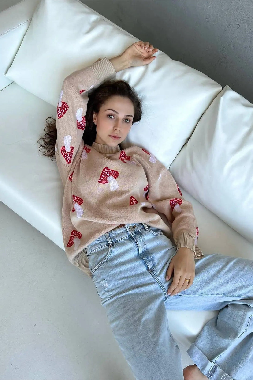 Drune | Jacquard-Strickpullover mit Pilzmotiv